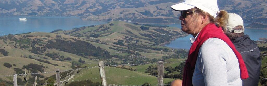 Woman looking out over the banks Peninsula.